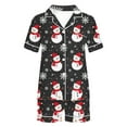 thumbnail image 6 of Cavosen Christmas Womens Pj Sets 2 Piece Outfits Pajamas Xmas Cute Snowman Print Lounge Outfits with Pocket Button down Lapel Neck Short Sleeve Tops Short Pants Sleepwear Soft Nightwear, 6 of 6
