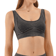 thumbnail image 1 of Débardeur Court en Denim Extensible pour Femmes, Col Rond, Soutien-Gorge de Sport, Gris Foncé TG, 1 of 7