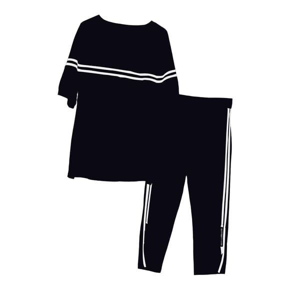 Conjunto de 2 piezas para mujer, jersey de cuello redondo transpirable con pantalones deportivos 4XL