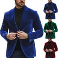 thumbnail image 5 of Brnmxoke Mens Velvet Blazer Slim Fit Suit Jacket Blazer Suit Jacket Notch Lapel One Button Vintage Slim Fit Tuxedo Outerwear Red,XL, 5 of 5