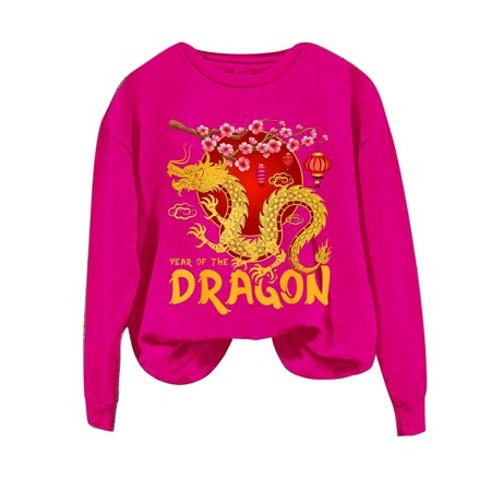 

WUDATI Women s Casual New Year Dragon Print Round Neck Long Sleeve Sweater Lightweight Top for Daily Wear Travel Perfect for Spring Autumn Winter Fashion Street Shopping Party and Sports Outfits