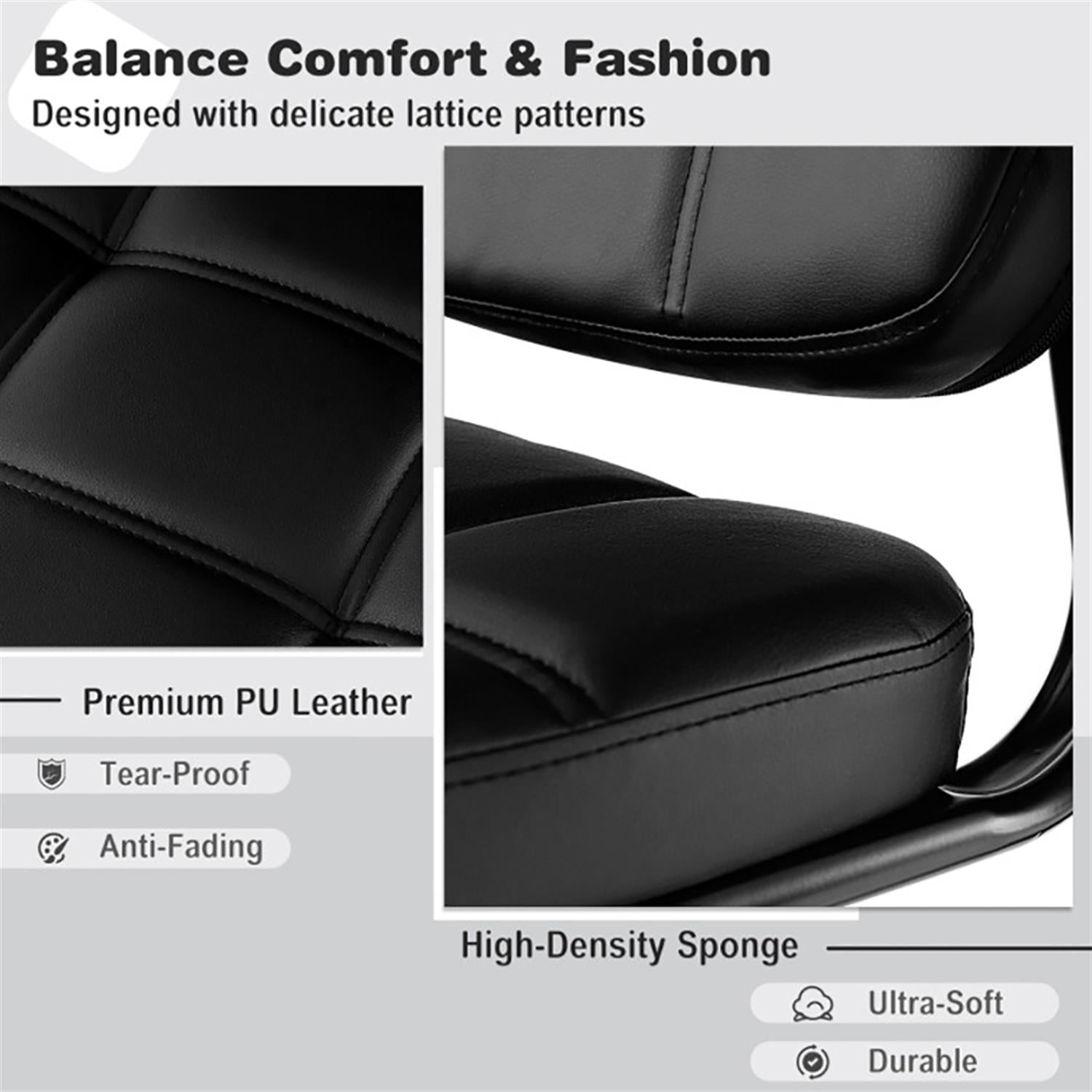 Demi Bonn Upholstered Waiting Room Study Chair Set of 4, Computer Desk Chairs with Armrest and Ergonomic Backrest, Suitable for Home Office, Black