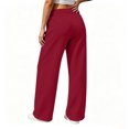 thumbnail image 4 of Women’s Drawstring Elastic Waist Wide Leg Pants, Loose High Waist Casual Trousers with Side Pockets Daily Workout Travel Lounge Pants for Women Red L, 4 of 6
