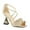 Gold, variant on XYD Women Open Toe Ruffled Sandals with Back Zipper Cross Strap Crystal Flared High Heels Elegant Prom Bridal Shoes Size 7 Pink