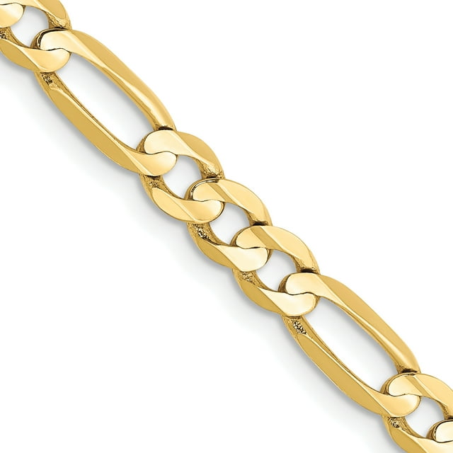 Pendentif Chaîne Figaro Concave en Or Jaune 10k 4.5mm