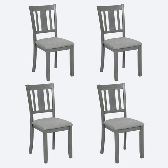 Dining Chairs Set of 4, Upholstered Kitchen Dining Room Chairs with High Backrest & Padded Seat, Accent Side Chairs in Linen Fabric, Modern Armless Kitchen Chairs for Living Room, Dining Room, Grey