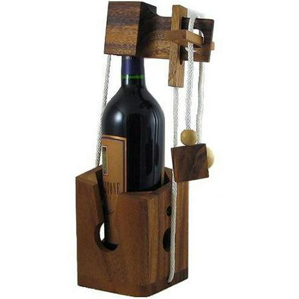 ThinknDrink Wooden Wine Bottle Puzzle Brain Teaser