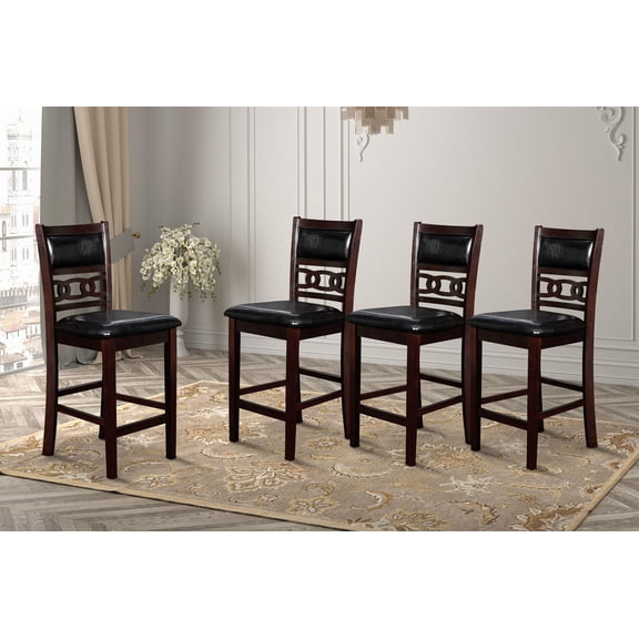 New Classic Furniture Gia Solid Wood Counter Chair in Ebony (Set of 4)