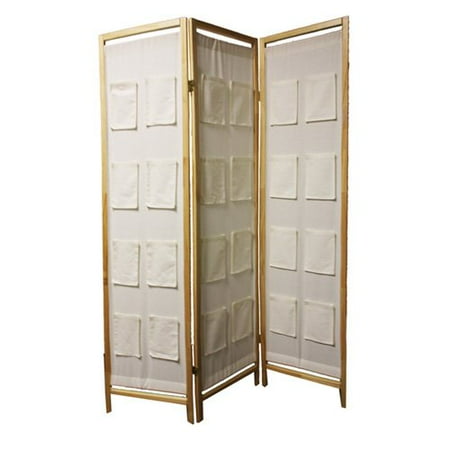 Fabric Pocket Organizer 3-Panel Room Divider