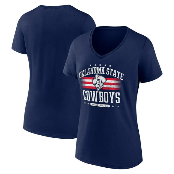 Women's Navy Oklahoma State Cowboys Americana Team V-Neck T-Shirt