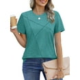 thumbnail image 3 of UVN Blouses for Women Summer Short Sleeve Shirts Casual Crew Neck Pleated Tunic Tops, 3 of 10