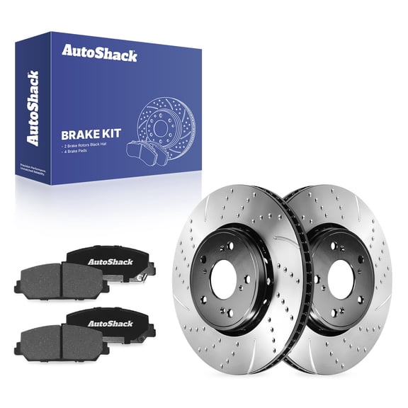 AutoShack Front Vented Drilled & Slotted E-Coated Brake Rotors   Ceramic Pads 6-PC Brake Kit Replacement for 2013-2018 Acura RDX 2016 Acura ILX ShadowGuard 12.26" (311.5 mm)
