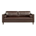 thumbnail image 5 of Mirod Mid-Century Modern 3-Seat Sofa: Dark Brown PU Leather, Tufted Design, Solid Wood Legs, 2 Bolster Pillows, 82.25"W for Living Room & Home Office Comfort, 5 of 9