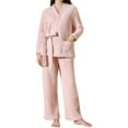 thumbnail image 2 of ZhiZhuang Fleece Pajamas for Women Plus Size,Long Sleeve Shirts with Thick Wide Leg Pajamas Home Pants Two Piece Outfit, 2 of 5