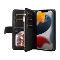 thumbnail image 2 of ELEHOLD for iPhone 15 Wallet Case Zipper Pocket Large Capacity Card Slots Flip Stand Magnetic Phone Cover design for iPhone 15 -6.1 Inch with Wrist Strap Purse Case,Black, 2 of 11