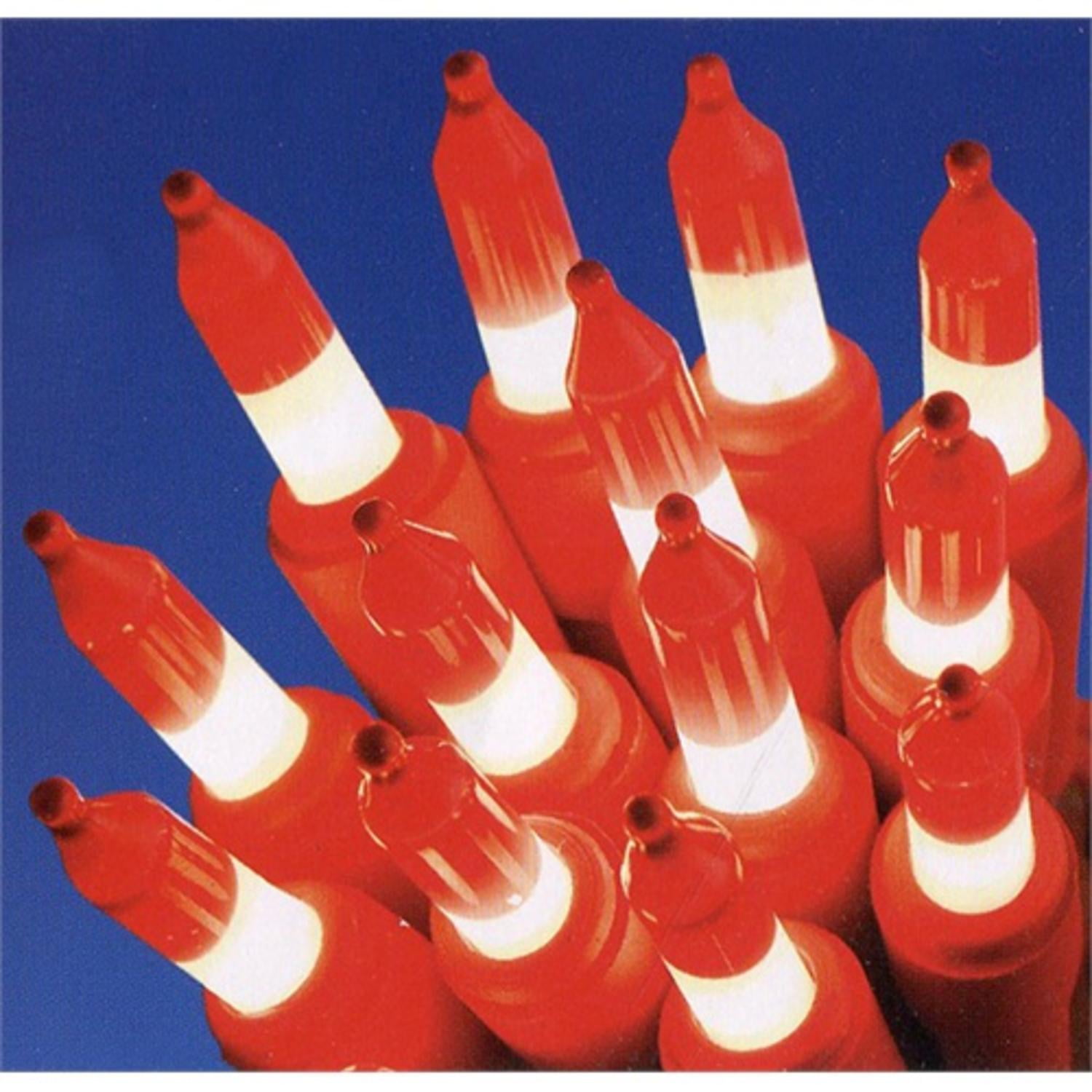 Set of 50 Red & White Peppermint Candy Cane Mini Christmas Lights Red