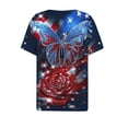 thumbnail image 3 of longantii Independence Day Sequin Tee Shirts Womens Graphic V Neck 4th of July Blouses Summer Short Sleeve Tops V-Neck Casual Shirt Dark Blue S, 3 of 4
