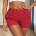 thumbnail image 2 of oqasdz Womens High Waisted Cargo Shorts Button Closure Solid Color Casual Shorts with Stretchy Fit and Functional Side Pockets, 2 of 6