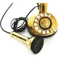 thumbnail image 2 of Antique Brass Candlestick Phone Replica Electronic Corded Rotary Dial Phone Home Decor Swan Electric Bell Telephone, 2 of 4
