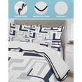 thumbnail image 3 of Quilt King Size Bedding Set, Modern Geometric Navy Blue Reversible Summer Quilt 3 Pieces, Abstract Minimalist Artwork Lines Lightweight Bedspreads Coverlets with 2 Pillow Shams for All Seasons, 3 of 5