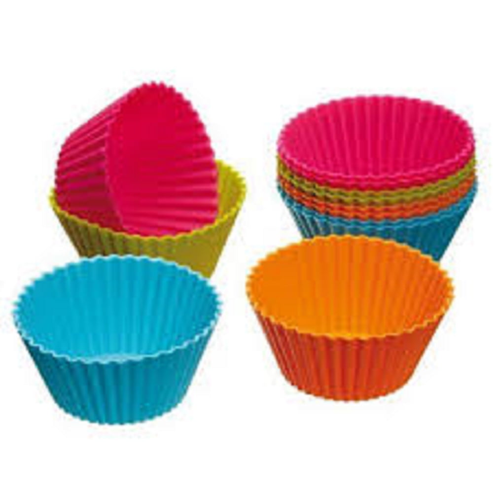 24 Quality Assorted Colors Reusable Silicon Cupcake/Muffin Cases/Molds 