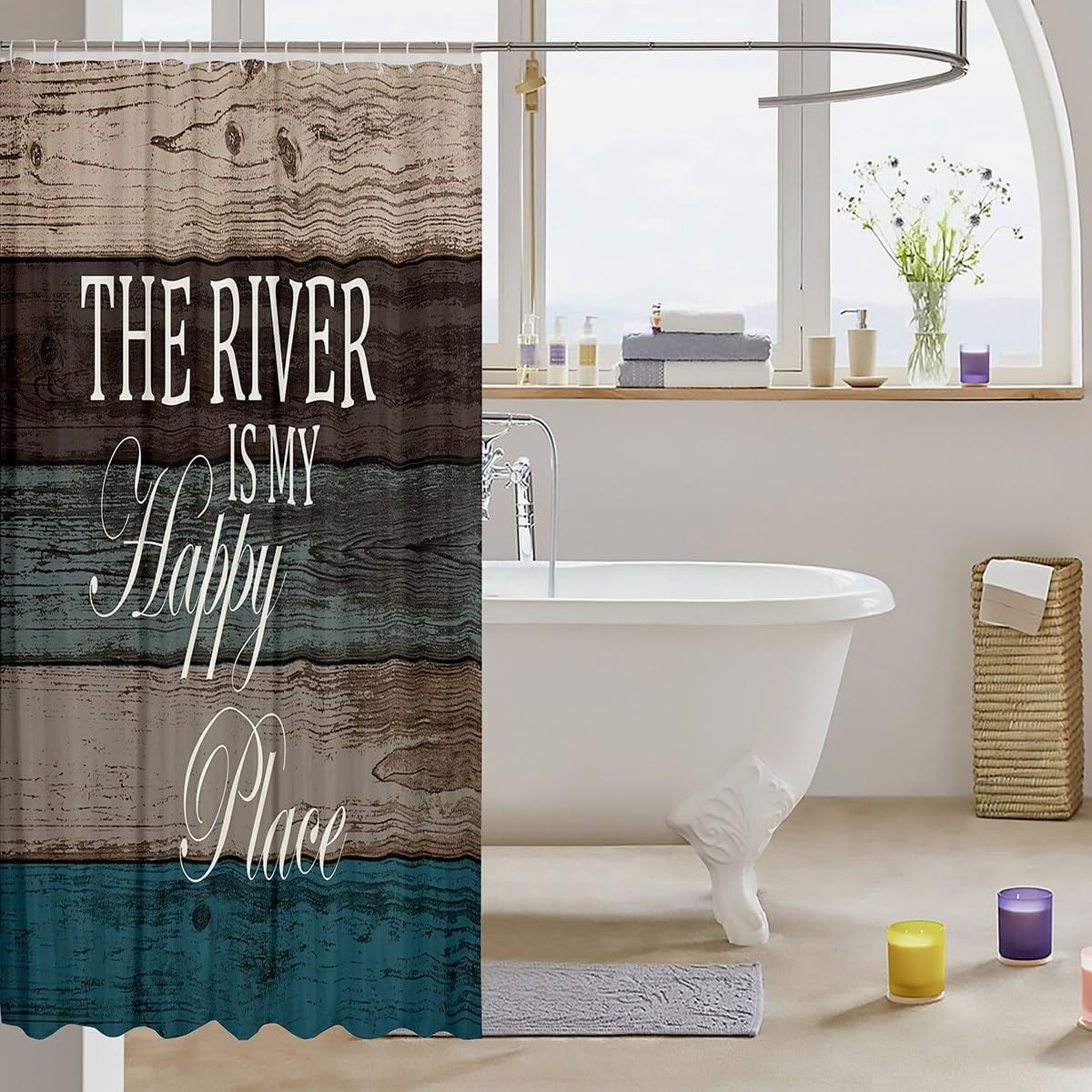 River Life Waterproof Shower Curtains Luxury Heavy Fabric Bathroom Shower Curtain River Scenery Hotel Home Dorm Bathtubs Decor Shower Curtain Machine Washable Grommet Curtain 72 x 84 Inch