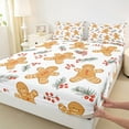 thumbnail image 3 of Manfei Merry Christmas Queen Sheet Sets for Teen, Kawaii Gingerbread Man Flat Sheet, Cartoon Xmas Tree Queen Fitted Sheet, Luxury Bedroom Decor, 4 Pieces, 3 of 7