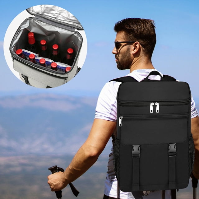 Cooler Backpack, Staron 2026 Insulated Leak Proof 30 Can Backpack Cooler, Soft Sided Portable Picnic Camping Beach Hiking Lunch Bag for Men Women, Black