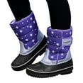 thumbnail image 4 of Otqutp Round Toe Boots for Toddler Children Boots Snow Boots Girls Boys Outdoor Boots Non Slip Warm Boots Cotton Snow Boots 6-16Years(Purple,6-7 Years), 4 of 9