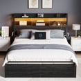thumbnail image 4 of Satifur Queen LED Platform Bed Frame with Storage Headboard, USB Ports, RGB Lights and 2 Easy-Slide Under Bed Storage Drawers, 4 of 11