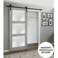thumbnail image 3 of Sturdy Barn Door 28 x 84 inches Frosted Glass | Lucia 2552 Grey Ash | Top Mount 6.6FT Rail Hangers Heavy Hardware Set | Solid Panel Interior Doors, 3 of 6