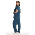 thumbnail image 2 of Just Love Solid Stretch Scrub Set for Women Stretchy Mock Wrap Top and Cargo Pants (X-Large, Carribean Blue), 2 of 3