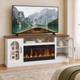 thumbnail image 6 of Bestier 70" Fireplace TV Stand with 36" Electric Fireplace, Farmhouse Entertainment Center for TVs up to 75", TV Console with LED Lights, Glass Door, Adjustable Shelves for Living Room, White, 6 of 8