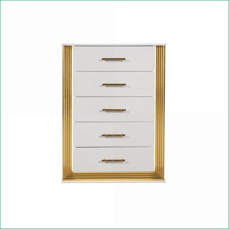 Chests Contemporary 5-Drawer with LED Lights | White & Gold Wood