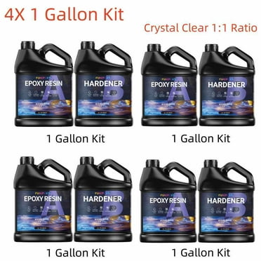 4X 1 Gallon Kit - Crystal Clear Painting Epoxy Resin 1:1 - DIY Art Craft Coating