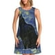 thumbnail image 1 of Easygdp Shambhala Cat In Van Gogh Impressionist para Vestido Transpirable de Mujer, Vestido Suelto de Manga Corta con Pliegues y Bolsillos para el Verano, 1 of 7