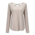 thumbnail image 4 of 2026 Items under $5 asdoklhq Womens Plus Size Tops,Women's Tunic Tops Long Sleeve Cross Open Back Long Sleeve Blouse Solid Color Irregular Hem Tops, 4 of 9