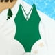 thumbnail image 4 of Trajes de baño de una pieza para mujer Traje de baño de cuello en V de color sólido para mujer Traje de baño de bikini dividido Traje de baño para mujer, 4 of 5