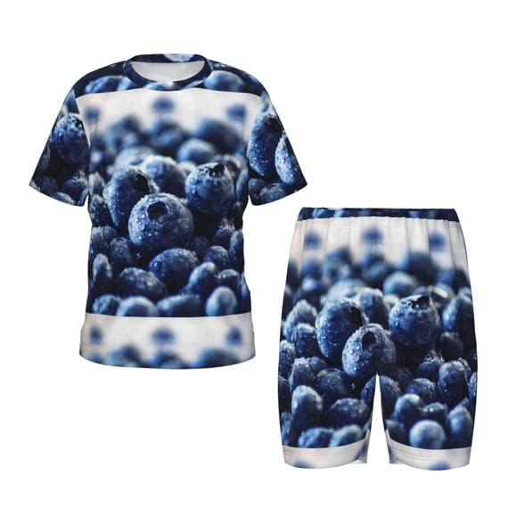 Balery Blueberry Conjunto de Pijama Infantil de Manga Corta con Estampado – Ropa de Dormir de Algodón Suave-3X-Large