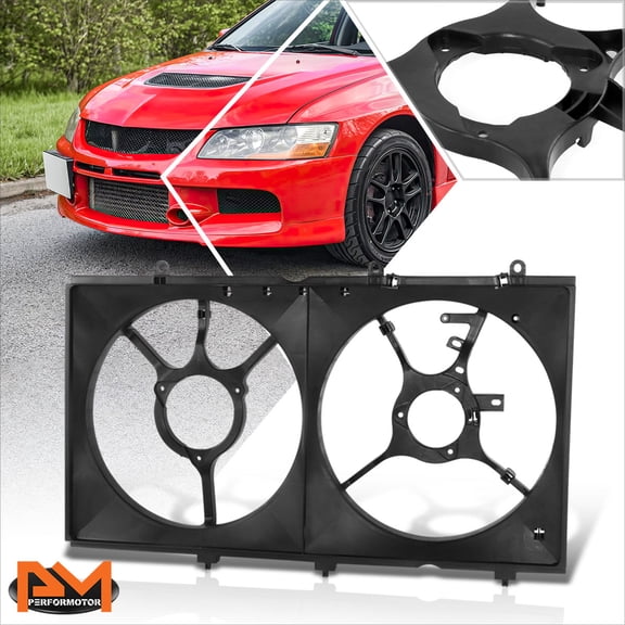 PM PERFORMOTOR for 02-07 Mit Lancer NA Factory Style Lightweight Radiator Cooling Fan Shroud
