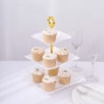 thumbnail image 2 of Efavormart 13" White 3-Tier Square Cupcake Stand, Dessert Holder - Plastic With Heart Design Scalloped Edges, 2 of 11
