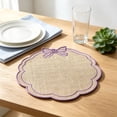 thumbnail image 6 of Linnome Flower Shaped Embroidered Linen Placemats, Bow Decor Heat Resistant Table Mats, Washable Stitched Insulation Plate Mats for Dining Table, Coffee Table Decor, 6 of 6