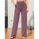 thumbnail image 4 of Pantalones Pierna para Mujer Pantalones Yoga Cintura Alta con Bolsillos Pantalones Deportivos Holgados y Elásticos para Trabajo o para Estar Cómoda en Casa Color Rubor XXL, 4 of 7