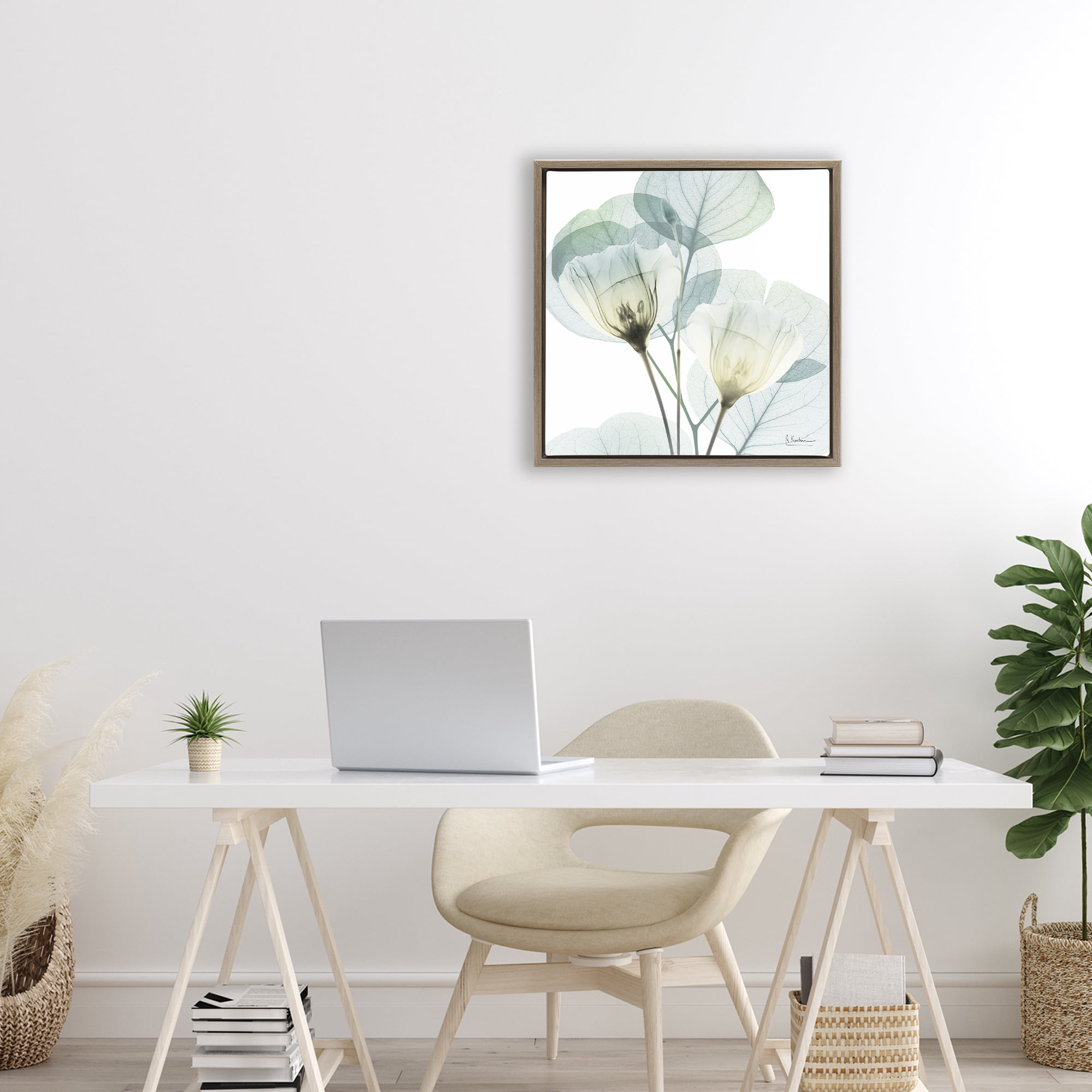 Stupell Industries Divine Fate Flower Leaves Brown Framed Floater Canvas Wall Art, design by Albert Koetsier