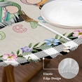 thumbnail image 3 of Easter Round Tablecloth, Fitted Table Cover with Elastic for 45"-54" Round Tables, Vintage Farmhouse Gnomes Bunny Colorful Eggs Flower Table Cloth Outdoor Indoor Dinning Party Waterproof Tablecloths, 3 of 7