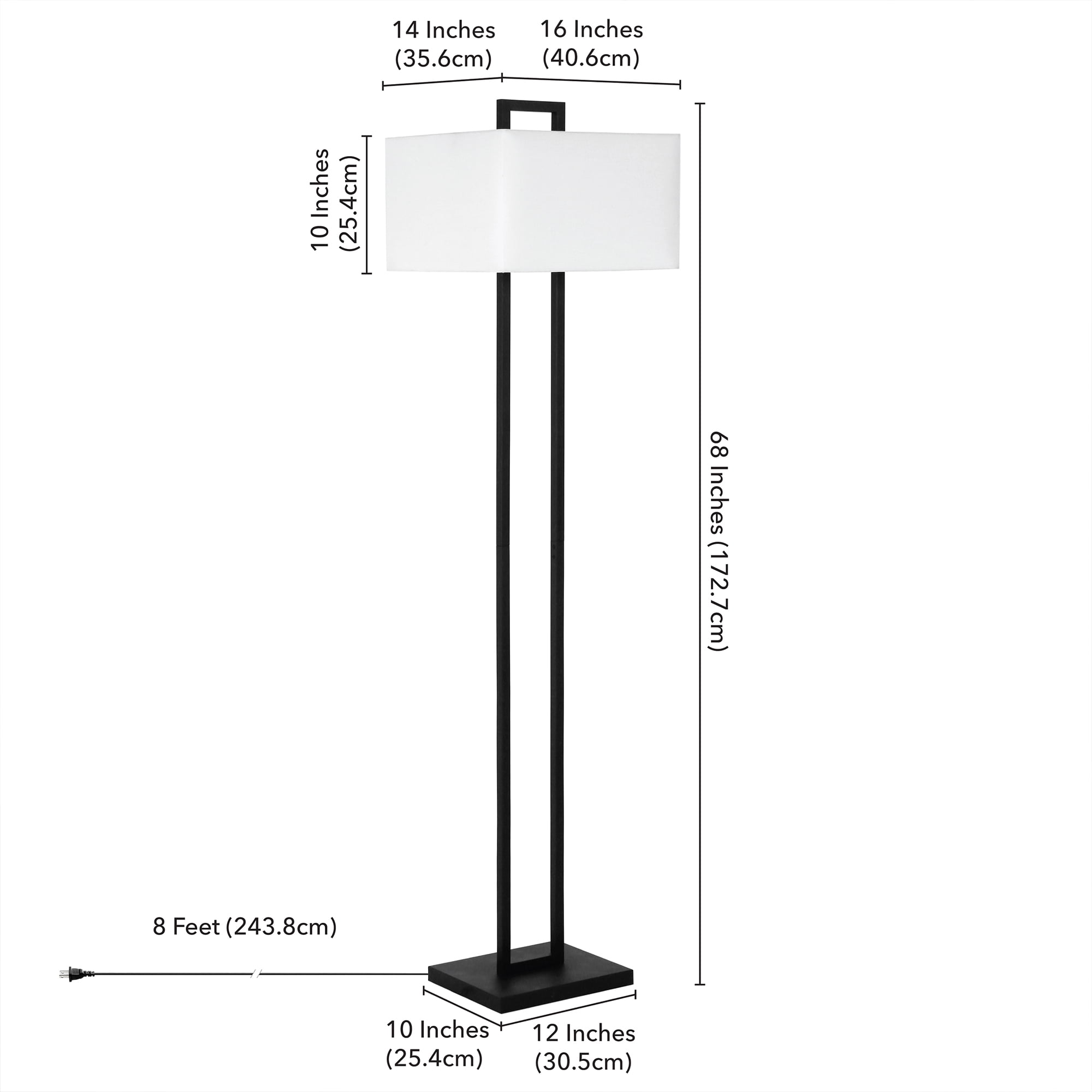 Evelyn&Zoe Adair 68" Tall Floor Lamp with Fabric Shade, Blackened Bronze/White