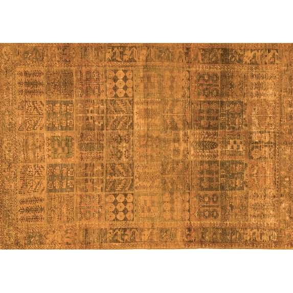 Ahgly Company Machine Washable Indoor Rectangle Persian Orange Traditional Area Rugs, 8' x 12'