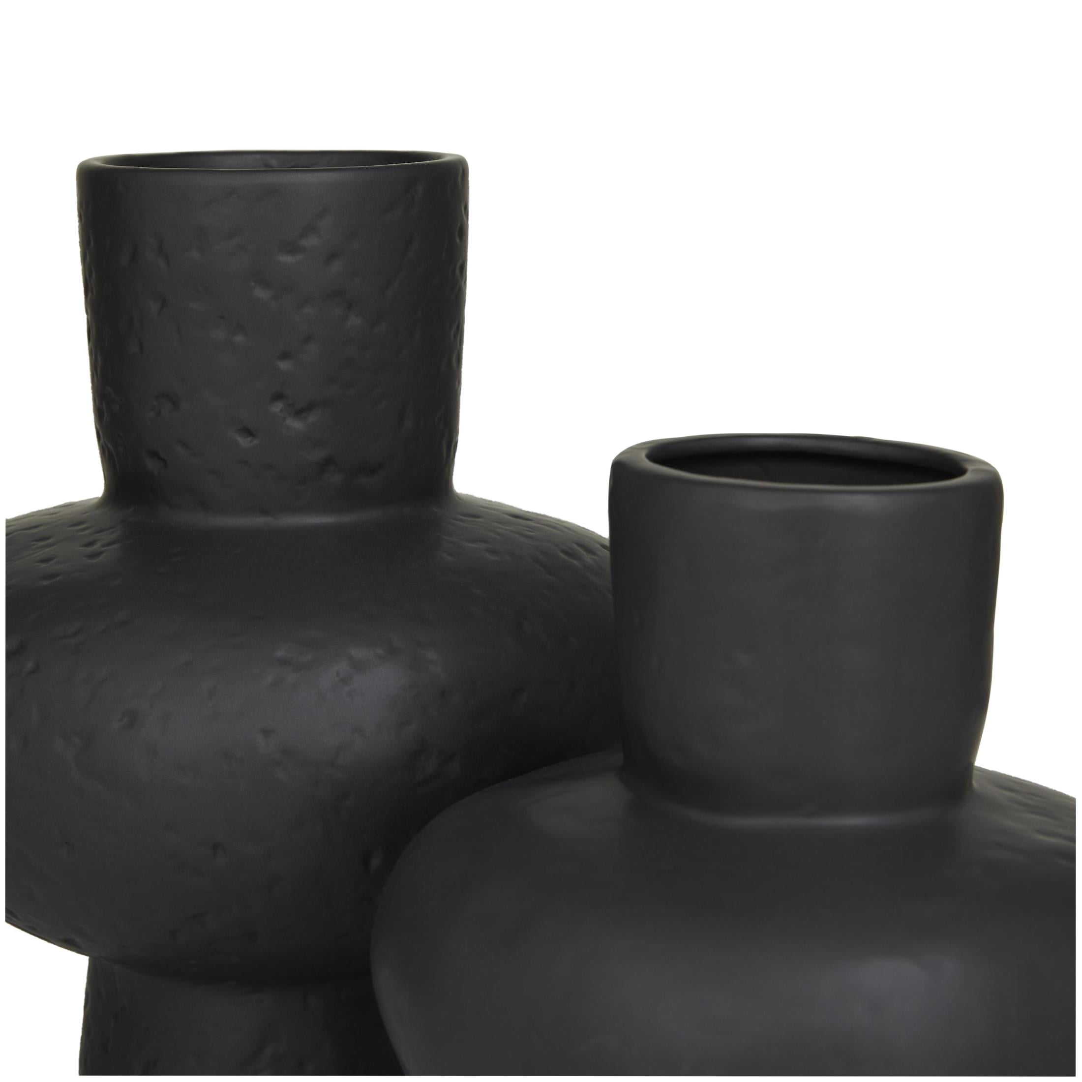 CosmoLiving by Cosmopolitan 11", 9"H Gourd Style Black Ceramic Vase, Set of 2