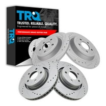 TRQ Front and Rear Performance Brake Rotors Set Premium G-Coated Cross Drilled & Slotted Fits Select 2015-2020 Ford Mustang