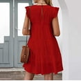 thumbnail image 3 of Hfyihgf Women's Summer Dresses Sleeveless Ruffle Sleeve Round Neck Solid Loose Short Dress Flowy Tiered Pleated Mini Babydoll Dress, 3 of 4